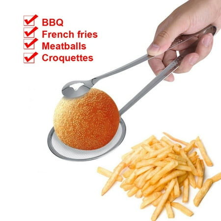 Cooking Oil Recycling Dilwe Multi-Functional Filter Spoon with Clip Kitchen Oil Drain Strainer for BBQ Salad Fried Food, Spoon With Clip, Cooking Fried Food Clip ()
