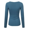 thumbnail image 4 of Doublju Women's Long Sleeve Basic Henley Deep V-Neck Button Placket T-Shirt, 4 of 4