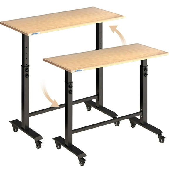 LARBANKE Adjustable Workbench with Precision Scale, Silent Casters & Feet, 6-Way Height Adjustable for Garage, Office, Home