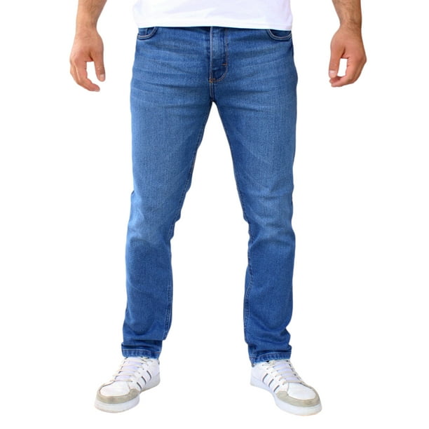 Pantalón de mezclilla stretch corte slim fit para caballero color azul stone