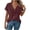 Wine, variant on cocolona Womens Summer Linen Shirts Fashion Solid Color Short Sleeve Button V Neck Tops Casual Loose Fit Blouses