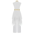 thumbnail image 5 of TSSOE Girls Church Worship Dance Outfits Metallic Sleeveless Irregular Dress with Solid Color Pants Set for Praise Dance White 8, 5 of 6
