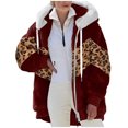 thumbnail image 2 of Winter Clearance Deals PITAUCE Womens Zip Up Plush Color Block Stitching Sherpa Flannel Winter Jacket Coat Warm Fleece Blanket Jackets with Hood for Women Wine L, 2 of 7