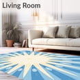 thumbnail image 2 of ODIKA 4'x6' Machine Washable Non-Slip Area Rug, Contemporary Faded Sunburst Radial Artistic Watercolor Inspired High Traffic Rug, Blue, 657801, 2 of 7