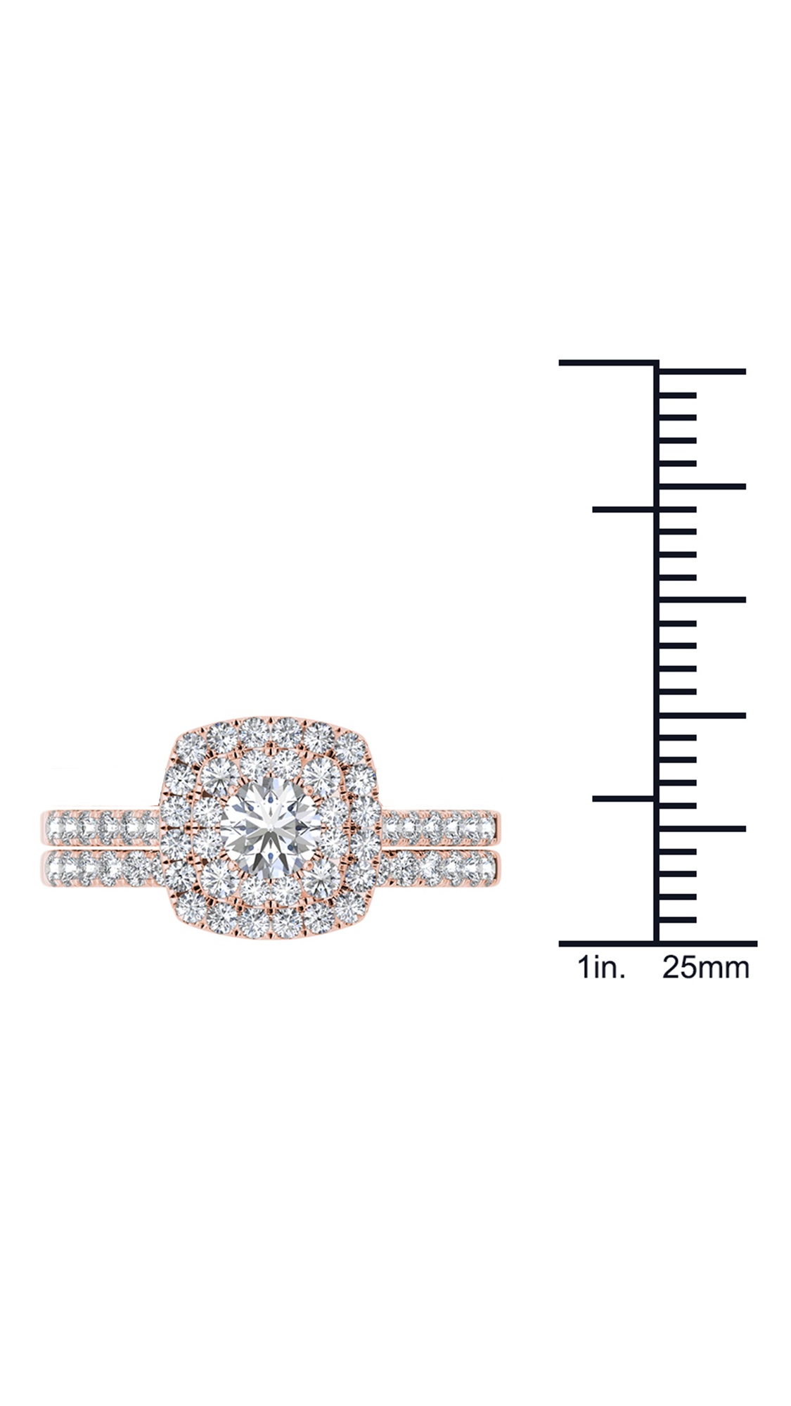 1-1/2 Carat T.W. Diamond 10kt Rose Gold Double Halo Engagement Ring Set