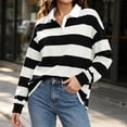 thumbnail image 6 of Mifsaly Womens Oversized Sweatshirts Striped Button Down Collared Pullover Tops Fall Winter Fashion Stylish Y2K Street Daily Going Out Lounge Outfits, 6 of 9
