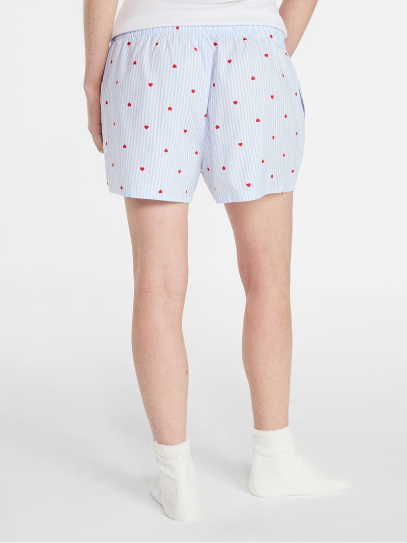 Joyspun Women's Woven Pajama Boxer Shorts, 3'' Inseam, Sizes XS-3X
