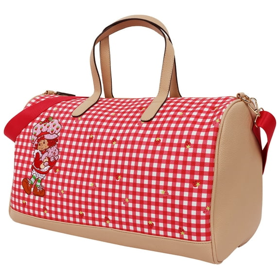 Strawberry Shortcake Weekender Duffel Bag, Vintage Travel Tote for Women, Red Gingham