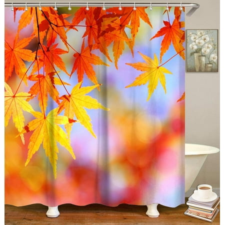 Maple Leaf Shower Curtain Autumn, Autumn Leaves Shower Curtain Hooks