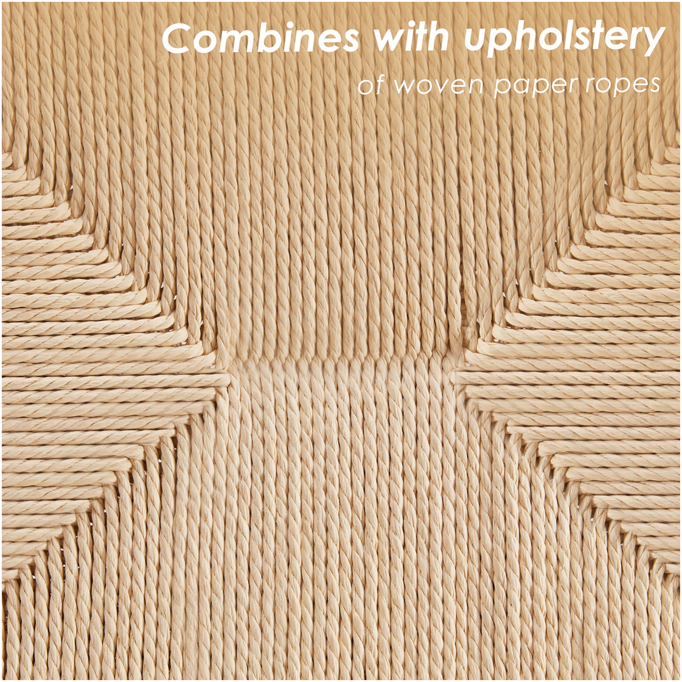 Weave Dining Chairs Set of 2, Mid-Century Modern Oak Frame Kitchen Chairs with Handwoven Paper Cord Seats for Dining Room