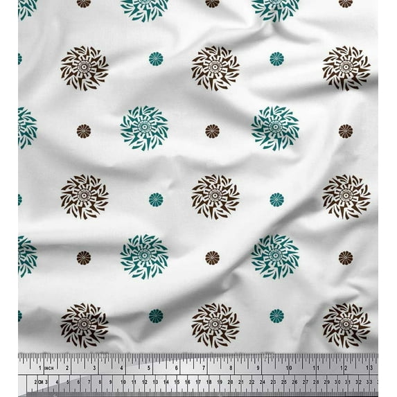 Soimoi Moss Georgette Fabric Floral Block Fabric Prints by Yard 42 Inch Wide