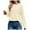 Beige, variant on tarylea Trendy Tops for Women Front Pleated Crew Neck Shirts Long Sleeve Loose Tops Business Casual Dailywear