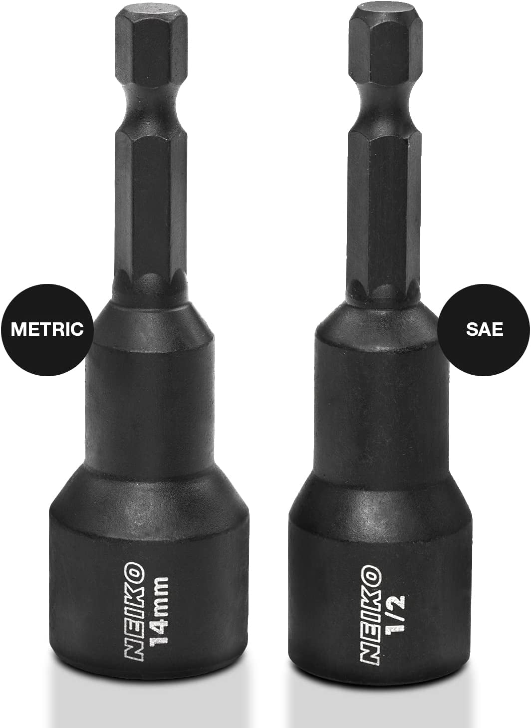 Neiko 10250A Magnetic Hex Impact Nut Driver Set, 12-Piece Driver Bit Set for Drill, Cr-V Steel, 1/4" Quick-Change Hex Shank Nutsetters, Impact Rated SAE & Metric Master Impact Driver Socket Set
