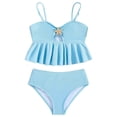 thumbnail image 5 of Staki Crisscross Bikini Sets Girls Girls Swimsuit Two Piece Girls Bathing Suit Cute Fashion Classic Bikinis Set Kids Swim Suits 3T 4T 5T Sky Blue,5-6 Years, 5 of 6