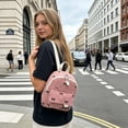 thumbnail image 4 of Mochila mini de pana con estampado de moño, correa ajustable, tamaño compacto para viajes, uso casual y diario, rosa, blanco, azul, 4 of 6