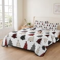 thumbnail image 2 of Quilts King Size Bedding Set, Christmas Trees Lightweight Quilted Comforter, Black Red Xmas Tree Snowflake Winter Soft Reversible Bedspread Coverlet with Pillow Covers for All Season, 96" x 106", 2 of 9