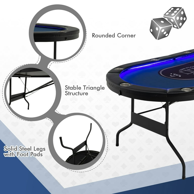 10人用LEDポーカーテーブル　　 スマートフォン充電用USBポート付き 10人用LEDポーカーテーブル スマートフォン充電用USBポート付き