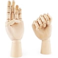 thumbnail image 1 of Figura de mano izquierda/derecha articulada oponible seccionada de madera de 7 pulgadas, modelo de mano de maniquí para dibujar, dibujar y pintar (mano izquierda + derecha), 1 of 5