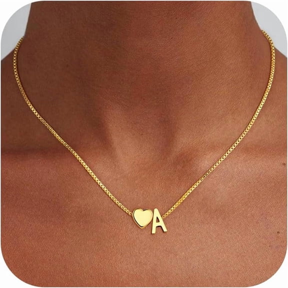 Mother's Day Birthday Gifts, Letter A Heart Initial Necklaces For Her Mom Wife