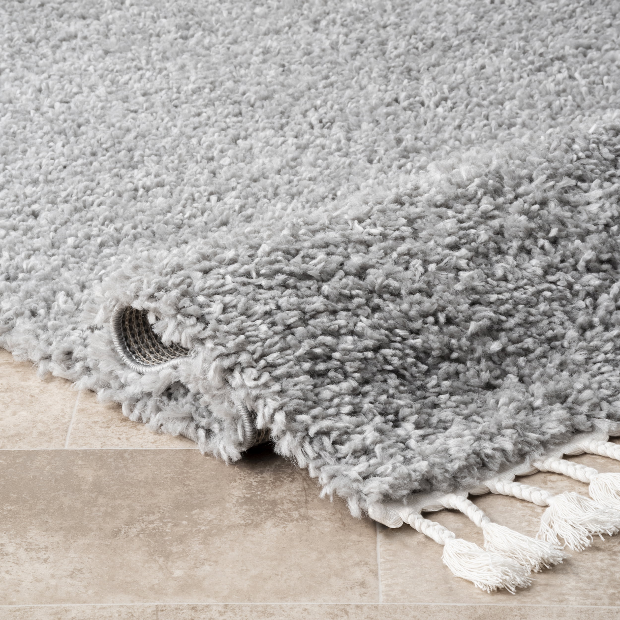 nuLOOM Neva Modern Tasseled Shag Grey 6' 7" x 9' Modern Area Rug