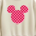 thumbnail image 2 of Disney - Pink Checkerboard Mickey Ears Women's Oversized Fleece Crew Sweatshirt, 2 of 4
