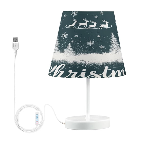 BZSMCE Table Lamp Creative White Snowflakes Reindeer Simple Pattern Night Light