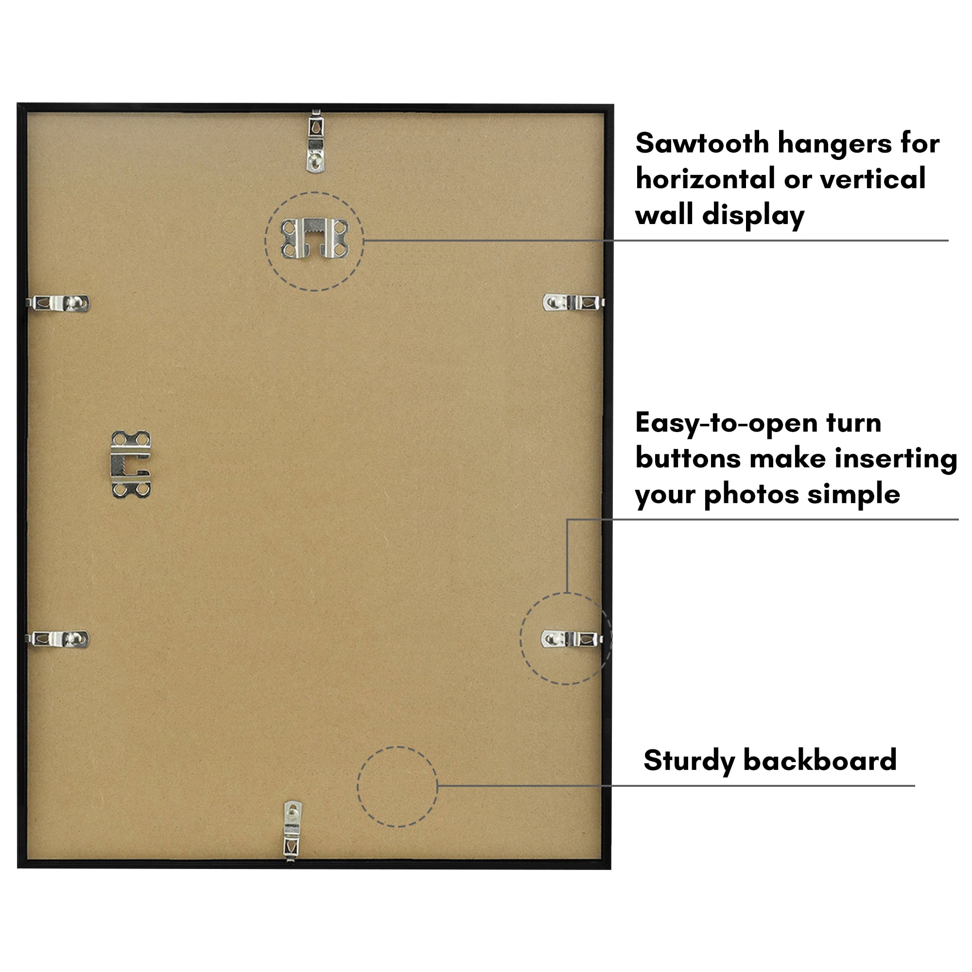 Americanflat 14x18 Picture Frame with Polished Plexiglass Streamline Collection Thin Border Wall - Black