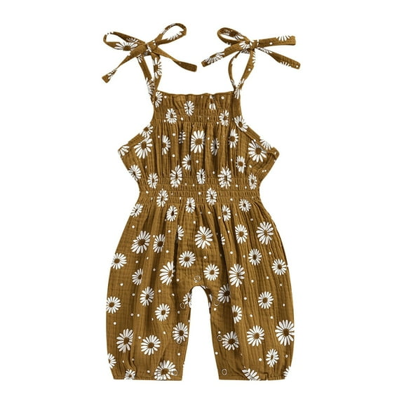 Romper Sleeveless Daisy Girls Printed Jumpsuit Baby Strap Girls Jumpsuit Romper Leisure Toddler Versatile