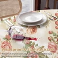 thumbnail image 4 of Round Tablecloth Pink Retro Rose Waterproof Oil Proof Polyester Table Cloth Cover Decor for Home Dining Outdoor,Patio,Parties, 54" Dia. Vintage Floral, 4 of 9