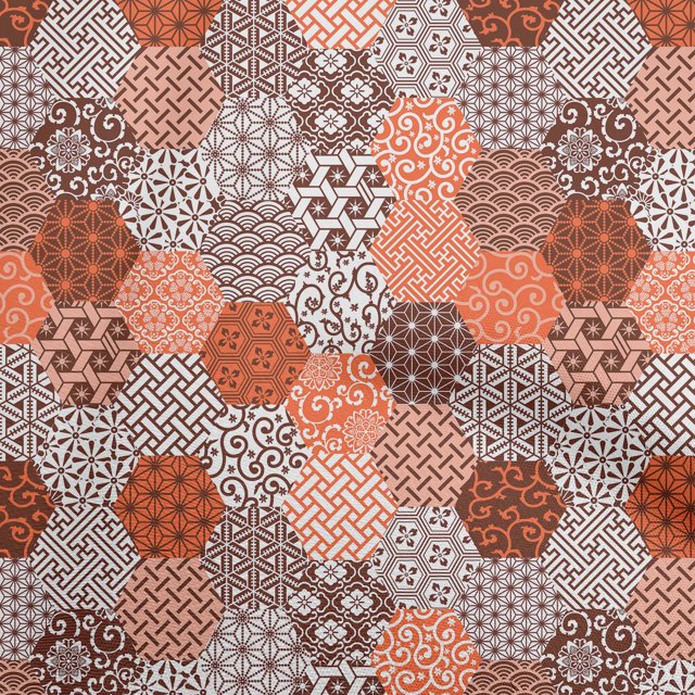 oneOone Georgette Viscose Orange Fabric Geometric Fabric For Sewing Printed Craft Fabric By The Yard 42 Inch Wide