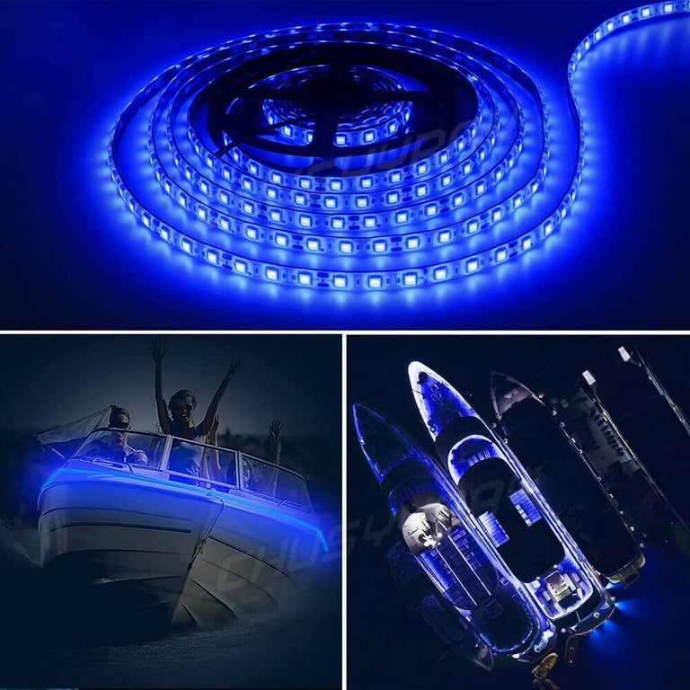 16 ft UV LED Strip Black Light Night Fishing Ultraviolet Boat 12v