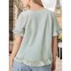 thumbnail image 5 of Camisa Informal Holgada A Rayas de Media con Cuello Redondo y Volantes para Mujer Rayas XXL, 5 of 7