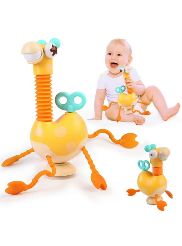 LotFancy Baby Sensory Toys, Montessori Silicone Giraffe Pull String Toys for Infant, Toddler