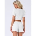thumbnail image 4 of DARING DIVA Y2K Crop Tops with Shorts Knit Button-Down Pajama Sets S White, 4 of 7