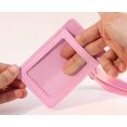 thumbnail image 5 of Cute Neck Pouch, Student ID Credit Card Case Holder Cartoon Shield Panda/Cat (Gray+Pink), 5 of 5