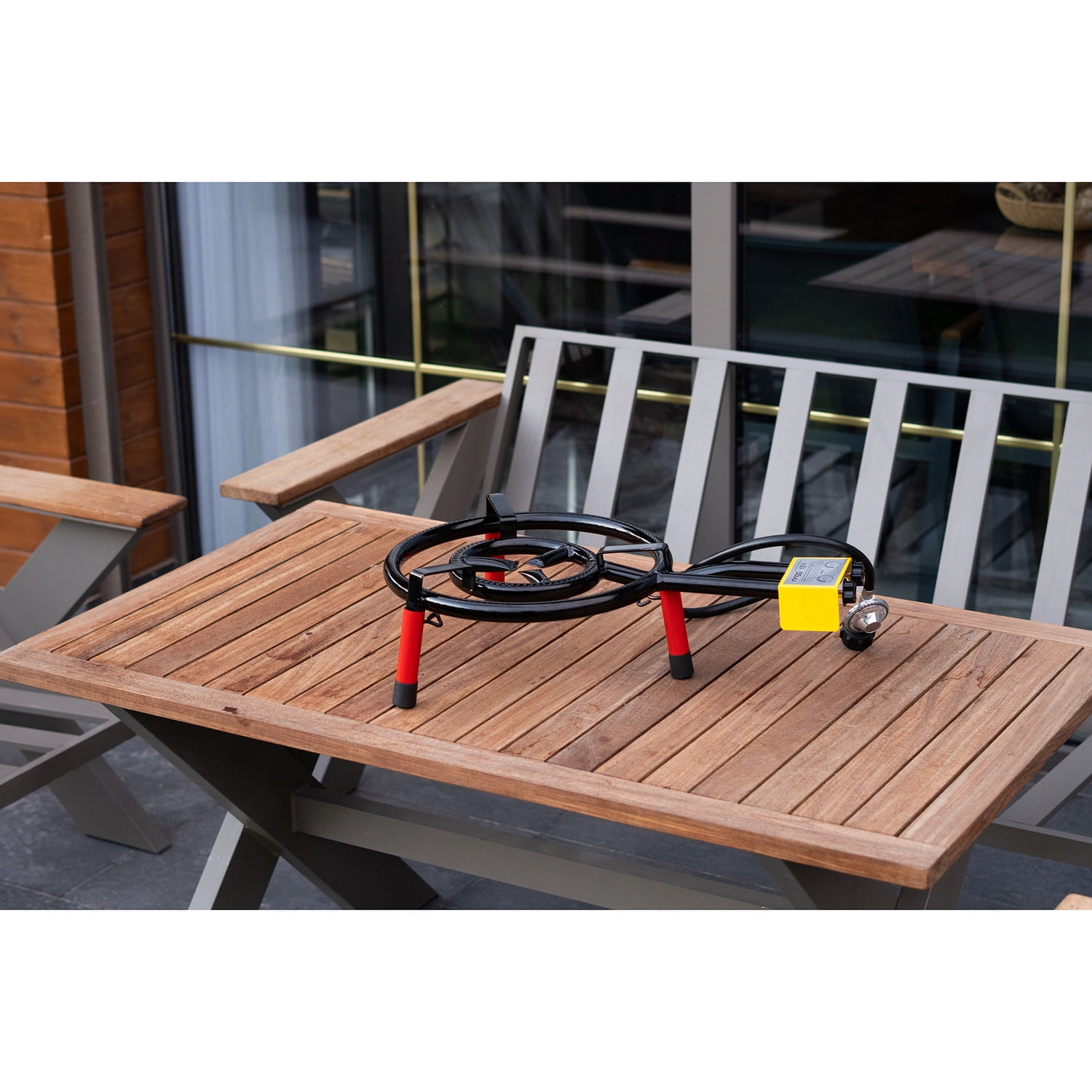 Ringg Flame Series Classic Outdoor Propane Flat Top Cooking Kit, 16-in. Dual Burner & Tabletop Stand for Camping and Backyards