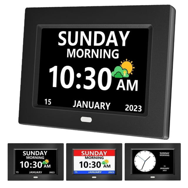 Reloj digital MRCHYDZ de 7 pulgadas con día y fecha para personas mayores, color negro