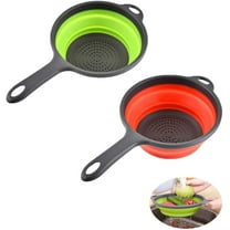 2 Pack Kitchen Foldable Silicone Strainer s, Collapsible s with Handles, Space-Saver Folding Strainer for Draining Pasta, Vegetable (Green and Red)small