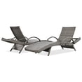 thumbnail image 2 of 80'' Outdoor Wicker Chaise Lounge Chairs Set of 2, Patio Rattan Reclining Chair Pull-out Side Table 5 Adjustable Backrest Ergonomic Wave Design Pool Sunbathing Recliners, Grey, 2 of 4