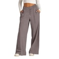 thumbnail image 2 of Womens Cargo Pants With Pockets Ladies Solid Color Drawstring Pocket Straight Leg Sports Casual Sweatpants High Waisted Pants Bronze M, 2 of 4