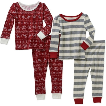 Baby Toddler Girl Cotton Tight Fit Pajamas, 4-piece set