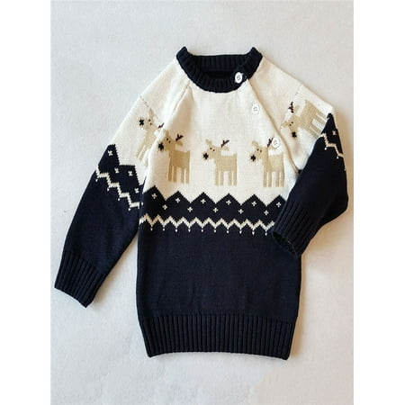 Cotton Cardigan Jacket - Toddler Unisex Baby Button-up Cotton Coat Deer Christmas Cardigan Sweater