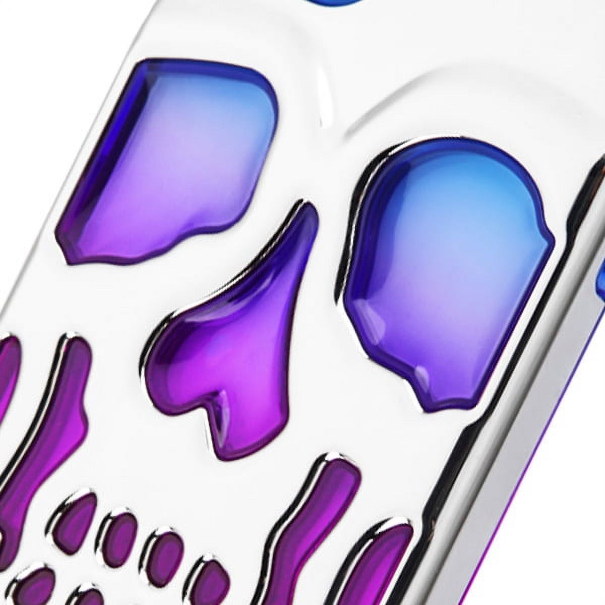 Apple iPhone 11 PRO Phone Case Tuff Hybrid Skeleton Shockproof Armor Impact Rubber Dual Layer Hard Soft TPU Rugged Protective Cover SKULL Blue Purple Silver Plating Phone Cover for Apple iPhone 11 Pro - image 4 of 5