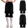 thumbnail image 3 of Aislor Girls Victorian Loose Pantaloons Medieval Solid Color Trousers Ruffled Lace Bloomers Black 6, 3 of 7
