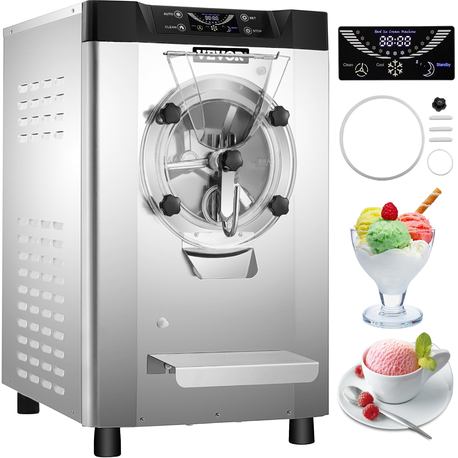 VEVOR Commercial Hard Ice Cream Machine Hard Serve Ice Cream Make with