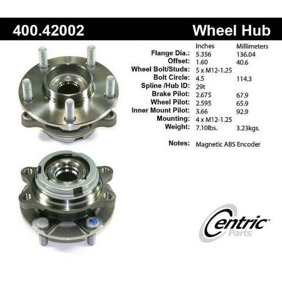CENTRIC PARTS - HUB Fits select: 2003-2007 NISSAN MURANO, 2004-2009 NISSAN QUEST