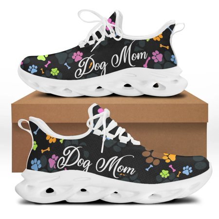 

Fashion Women Lace up Platform Mesh Sneakers Bohemia Dog Paw Footprint Printed Female Mesh Swing Shoes Zapatillas