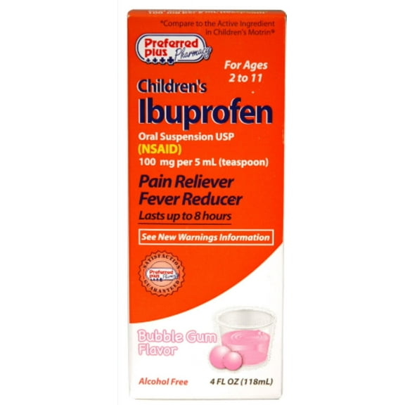 Ibuprofen Children's Oral Suspension Pain Reliever/Fever Reducer, Bubble Gum 4 oz