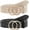 Black, Brown, Gold, variant on 2 Pack Women Leather Belts Faux Leather Jeans Belt with Double O-Ring Buckle Size up to 58 inch