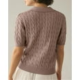 thumbnail image 3 of Sherrylily Women Cable Short Sleeve Sweaters Tops V Neck Knit Casual Pullover Shirt, 3 of 4